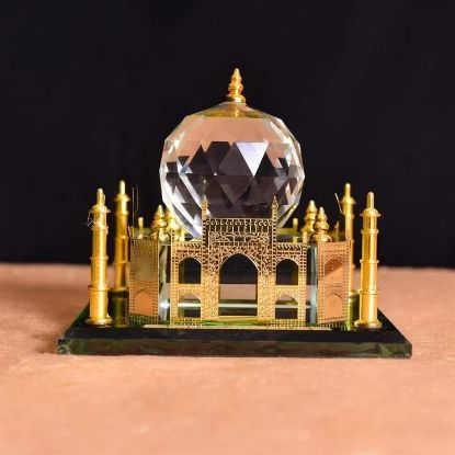 Picture of Gold Glass,Crystal Taj Mahal Crystal, For Home Decoration Gifted 100  mm one piece 