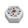 Picture of Indoor Traditional White Inlay Marble Hexagonal Box, For decor