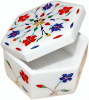 Picture of Indoor Traditional White Inlay Marble Hexagonal Box, For decor