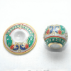 Picture of Stone WHITE MARBLE CLOCK WITH GREEN MEENAKARI WORK,