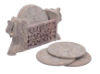 Picture of Festival Gifts Bar Coasters Set of 6 with Elephant Shaped Holder Hand Carved Natural Soapstone Tea Coffee Beer Drink Coasters Dining Party Accessories