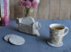 Picture of Festival Gifts Bar Coasters Set of 6 with Elephant Shaped Holder Hand Carved Natural Soapstone Tea Coffee Beer Drink Coasters Dining Party Accessories