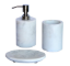 Picture of Marble Stone Bath Accessory Set -Soap Dispenser, Toothbrush Holder, Soap Dish (White) -Set of 3