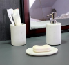 Picture of Marble Stone Bath Accessory Set -Soap Dispenser, Toothbrush Holder, Soap Dish (White) -Set of 3