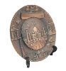 Picture of HandCrafted Bronze Metal Souvenir India Taj Mahal Plate With Stand For Wall Hanging, Table, Home Office Decor and Gifting (6" Inches)