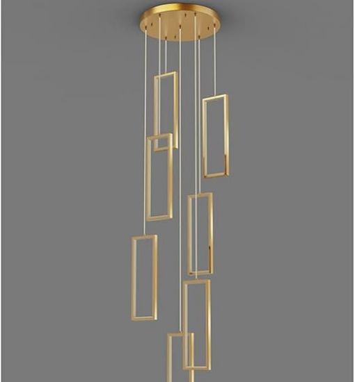 Picture of JMWYH Staircase Chandelier Modern Minimalist Staircase Chandelier Living Room Lighting Creative Restaurant Rotating Duplex Floor Lamp, Height Adjustable