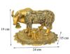 Picture of  Metal Large Gold Elegant Kamdhenu Cow and Calf Idol Showpiece Statue, Length 24 cm, Gold Antique Finish