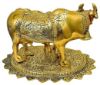 Picture of  Metal Large Gold Elegant Kamdhenu Cow and Calf Idol Showpiece Statue, Length 24 cm, Gold Antique Finish