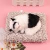 Picture of Cute Cat Sleeping On Carpet Plush Toy with Press Simulation Sound, Stuffed Cat Animal Fur Soft Toys with Sound for Kids Car Dashboard Cat & Office Desk Decoration (Whte-Black)