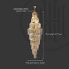 Picture of Long Crystal Chandelier | Staircase Chandelier Light Fixture for High Ceiling Hallway, Living Room, Hotel & Entryways - 2ft(Dia) X7ft (Height) Gold Plate