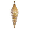 Picture of Long Crystal Chandelier | Staircase Chandelier Light Fixture for High Ceiling Hallway, Living Room, Hotel & Entryways - 2ft(Dia) X7ft (Height) Gold Plate