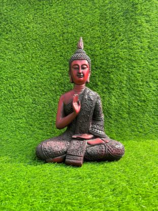 Picture of Buddha idol, 45.5 cm Big Buddha statue, Lord Buddha idol, Resin Buddha Sitting, Handmade Carved Engraved Statue Home Temple Decor