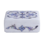 Picture of Marquetry Inlay White & Blue Floral Marble Jewelry Box