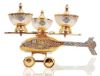 Picture of Creative Arts Silver Plated Gold Polished Set of 3 Designer Dry Fruit Supari Dan Bowl on Helicopter, Serving Tableware Home Décor Gift Item