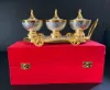 Picture of Silver Gold Plated Antique Mouth Freshener Bowl with Lid and Trolley for Home Décor Or Gift Purpose with Velvet Box- (Set of 4 Pcs- 3 Bowl with lid and 1 Trolley)