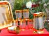 Picture of Lemon Drinkware Set - 8Pcs | Set Includes 6 Glasses, 1 Tray and 1 Jug | Antique Brass Made Mix Lemon Drinkware Set with Gold Finish | Dining Décor - with Red Box