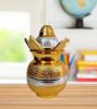 Picture of Gold-Silver Plated Pooja Kalash with Coconut, Leaves and Royal Velvet Box Poojan Home, Temple Wedding Gift