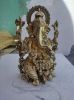 Picture of Indian Hub Brass Metal Mangalkari Ganesha Sitting On Lotus Bhagwan Idol Multicolour Gemstone Handwork for Home Entrance Decor Diwali 