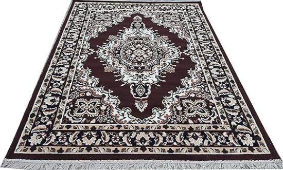 Picture of Sifa Carpet Traditional Design Polyster Carpet for Living Room with Anti Skid - (7x10 Feet Brown Color)